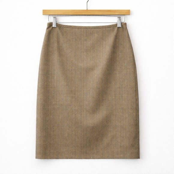 First Quality Dresses & Skirts - Brown Pinstripe Herringbone Pencil Skirt Lined Sz 8 Office Career Modern Preppy